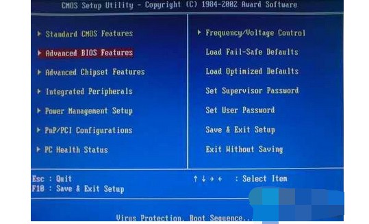 3-选择Advanced BIOS Features回车