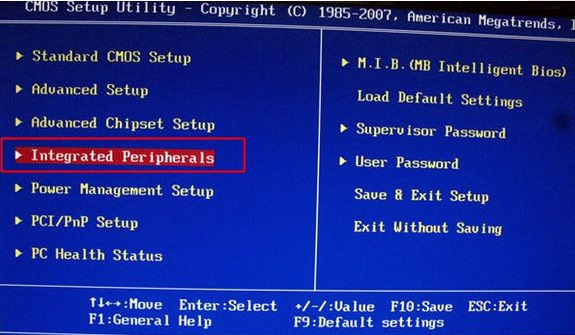 1-Integrated Peripherals选项