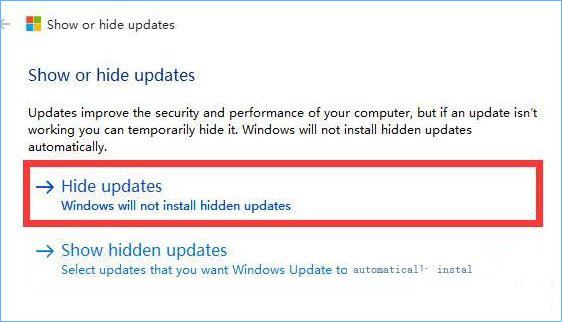Show or Hide Updates