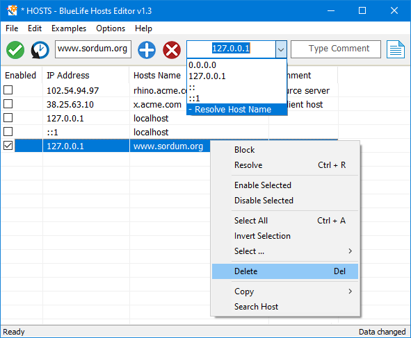 Bluelife hostst editor right click menu