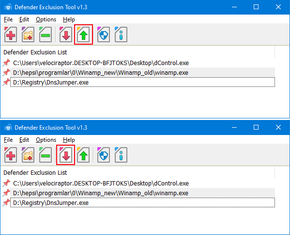 Defender exclusion tool Export import