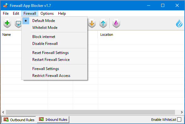 Fab firewall menu