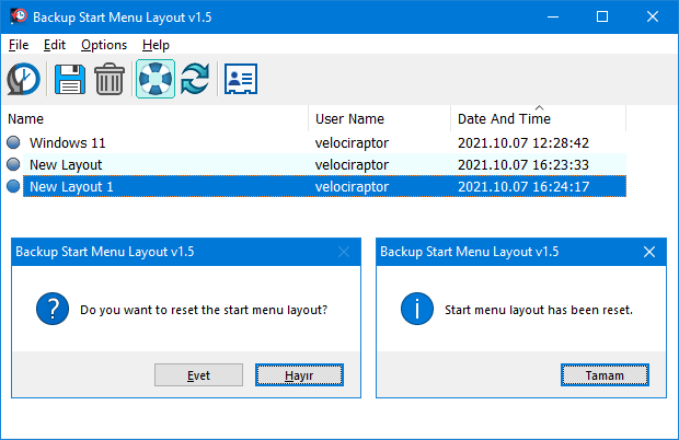 How to reset start menu layout