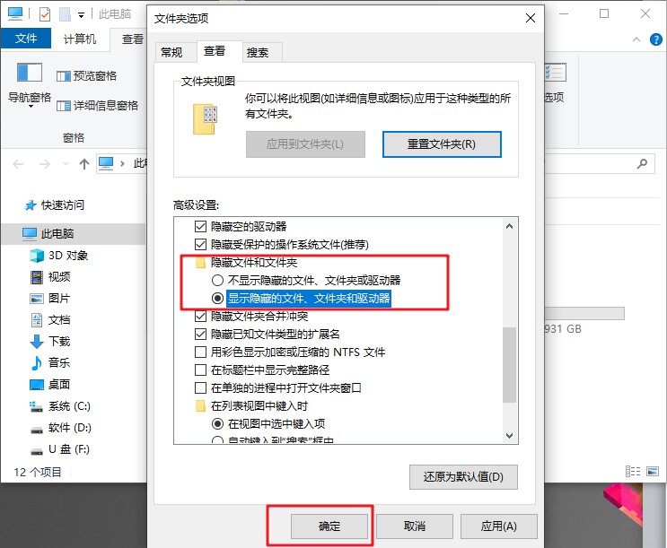 12-显示隐藏的文件、文件夹和驱动器