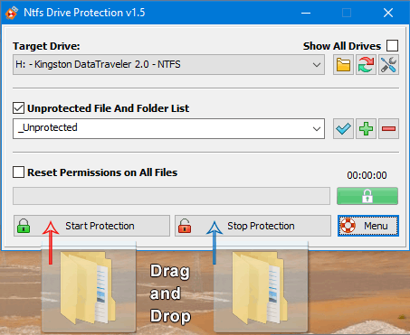Ntfs Drive protection drag and drop function