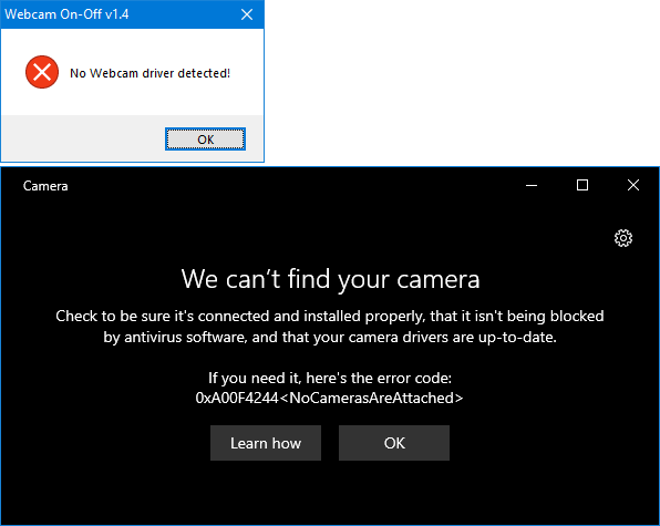 no webcam device error