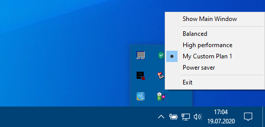 change power plans via sytem tray