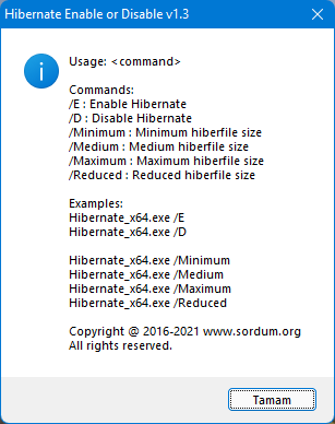 hibernate cmd parameters