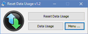 Reset Data usage Main window