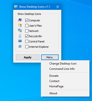 show desktop icon main