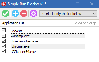 Simple run blocker apply button