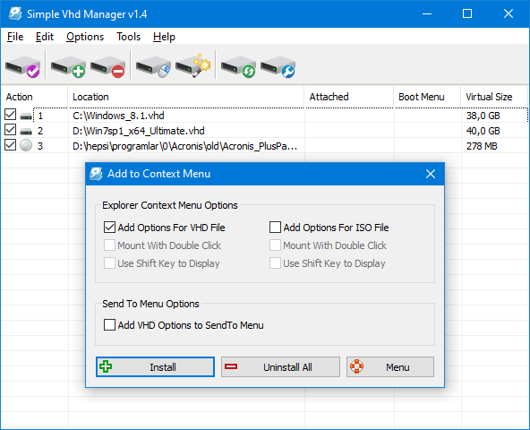 Simple vhd manager add context menu
