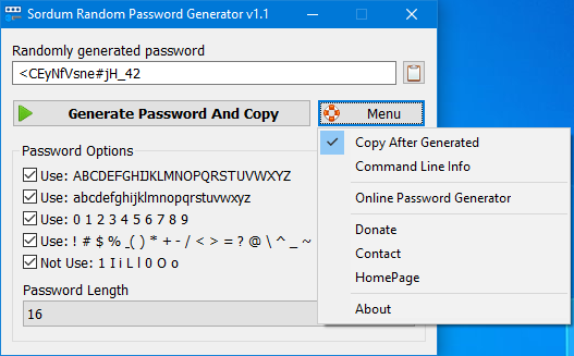 Sordum Random pas generator options