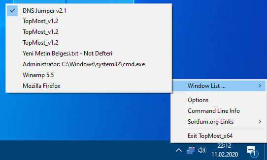 Windows TopMost Control main